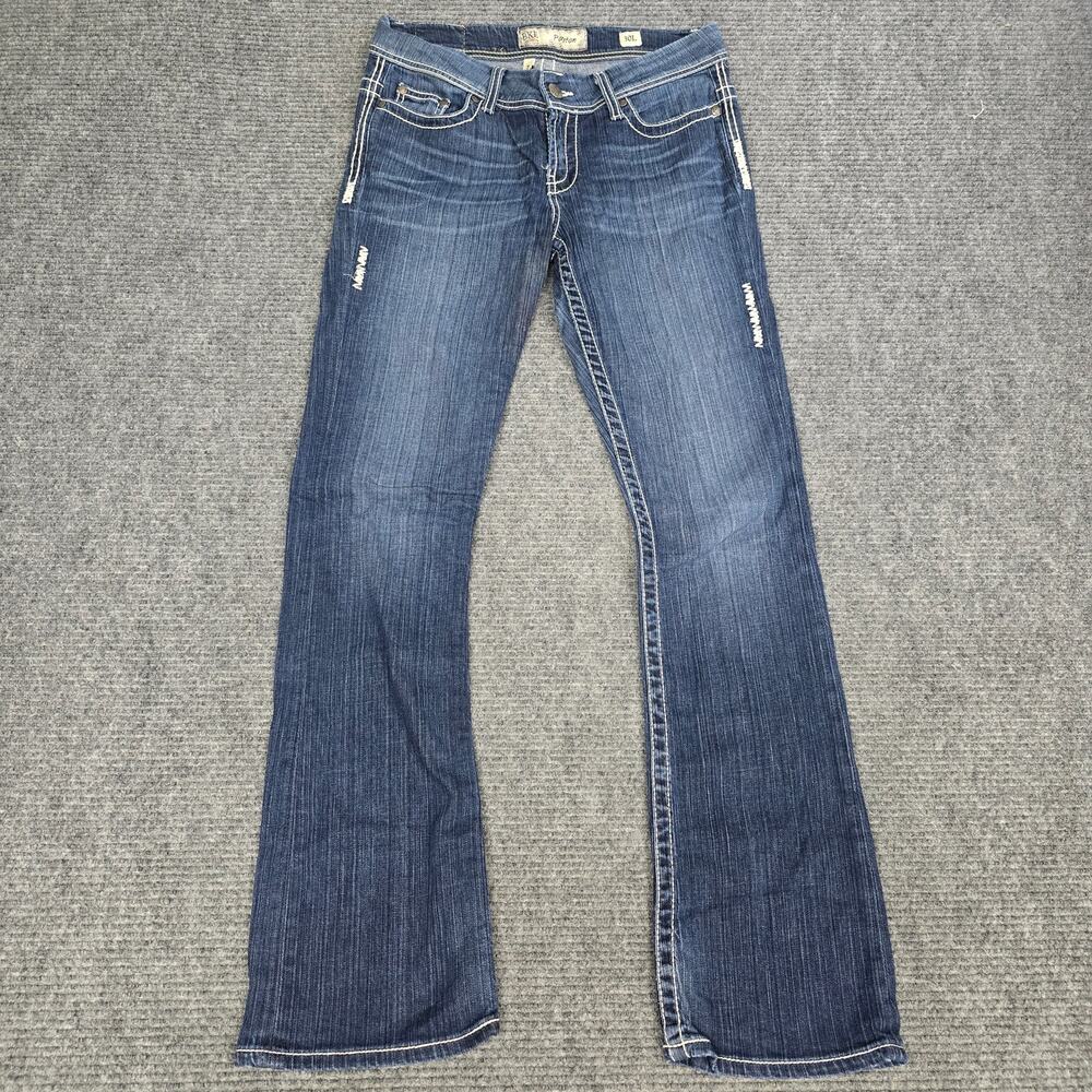 BKE Payton Bootcut Jeans Womens 30L 30x33 Dark Wash Thick Stitch Stretch